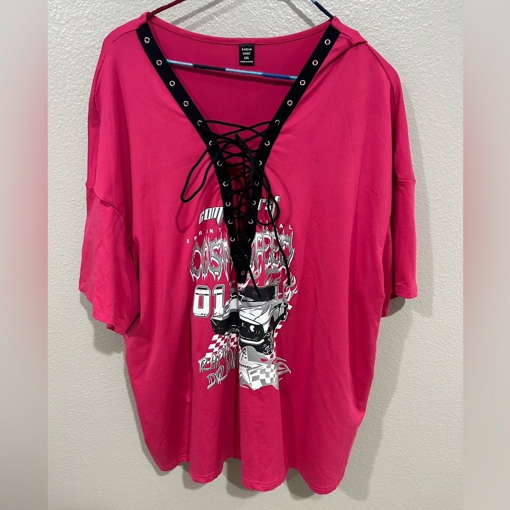 Lace up graphic tshirt